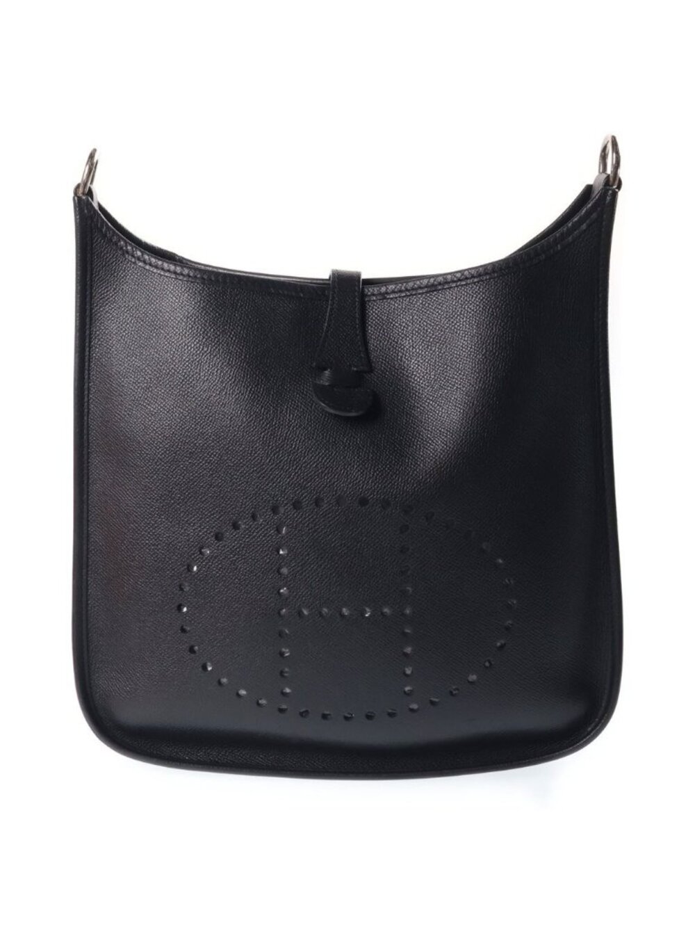 Hermes Evelyne 1 PM Shoulder Bag Black Epsom Leather Silver